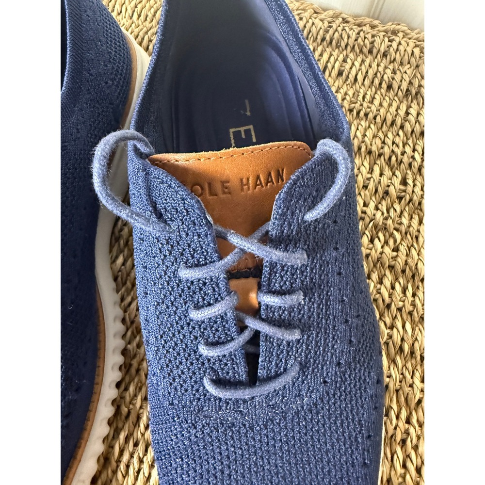 Cole Haan Zerogrand Oxford Mens 11.5 Blue Knit Wingtip Dress Sneakers C27569 - Picture 5 of 10